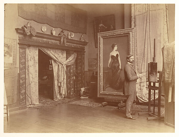 John Singer Sargent [1856-1925] in His Studio with the Painting of Madame X, Adolphe Giraudon (French, 1849–1929), Albumen silver print, French 