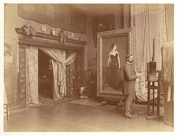 John Singer Sargent [1856-1925] in His Studio with the Painting of Madame X