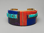 Charles Loloma (1921–1991), Mediterranean coral, Lone Mountain turquoise, sugilite, lapis, 14k gold, Hopi