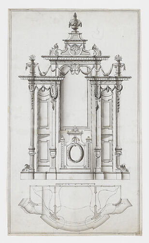 Elevation and Floorplan of a Neoclassical Confessional