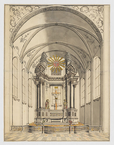 Presentation Drawing of a late Baroque Altar inside a Church