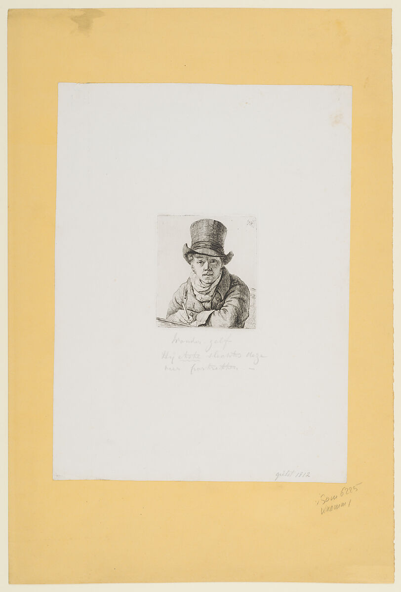 Self-Portrait, Pieter Christoffel Wonder (Dutch, 1780–1852), Etching