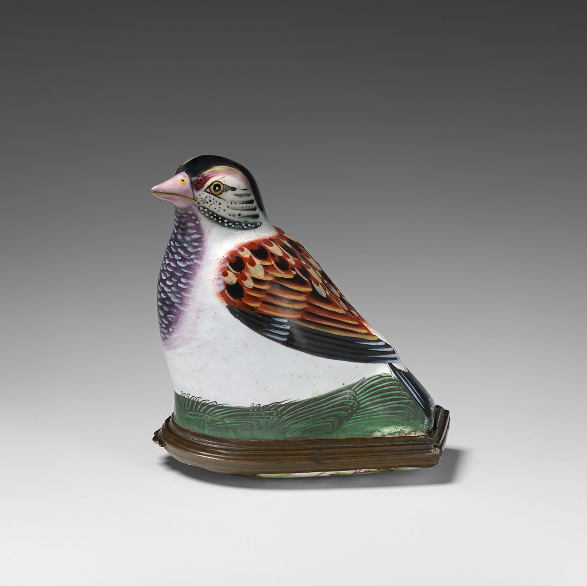 Bird bonbonnière, Enamel on copper, British, Birmingham (?) 