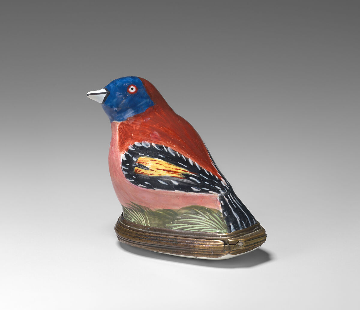 Bird bonbonnière, Enamel on copper, British, Bilston 