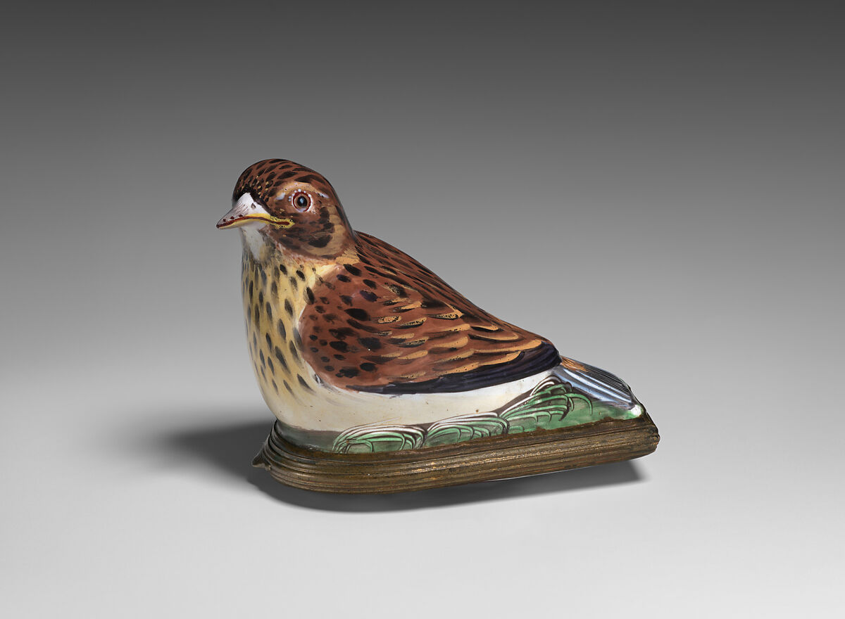 Bird bonbonnière, Enamel on copper, British, Birmingham (?) 