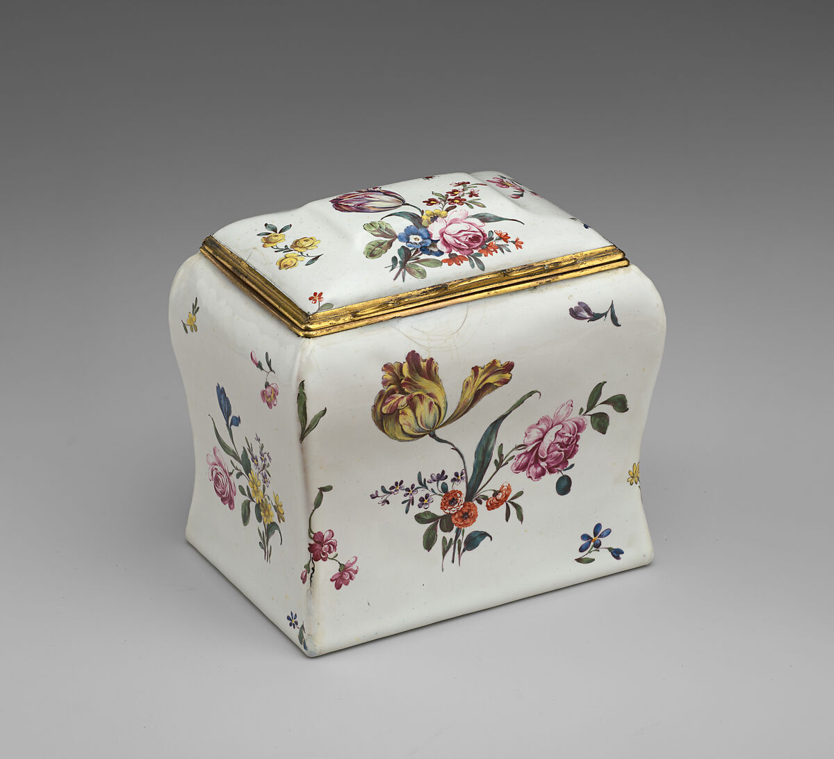 Tea caddy, Enamel on copper, British, Battersea  