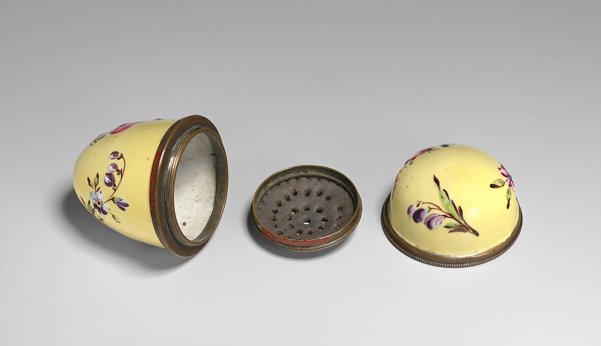 Nutmeg grater, Enamel on copper, British, possibly Bilston