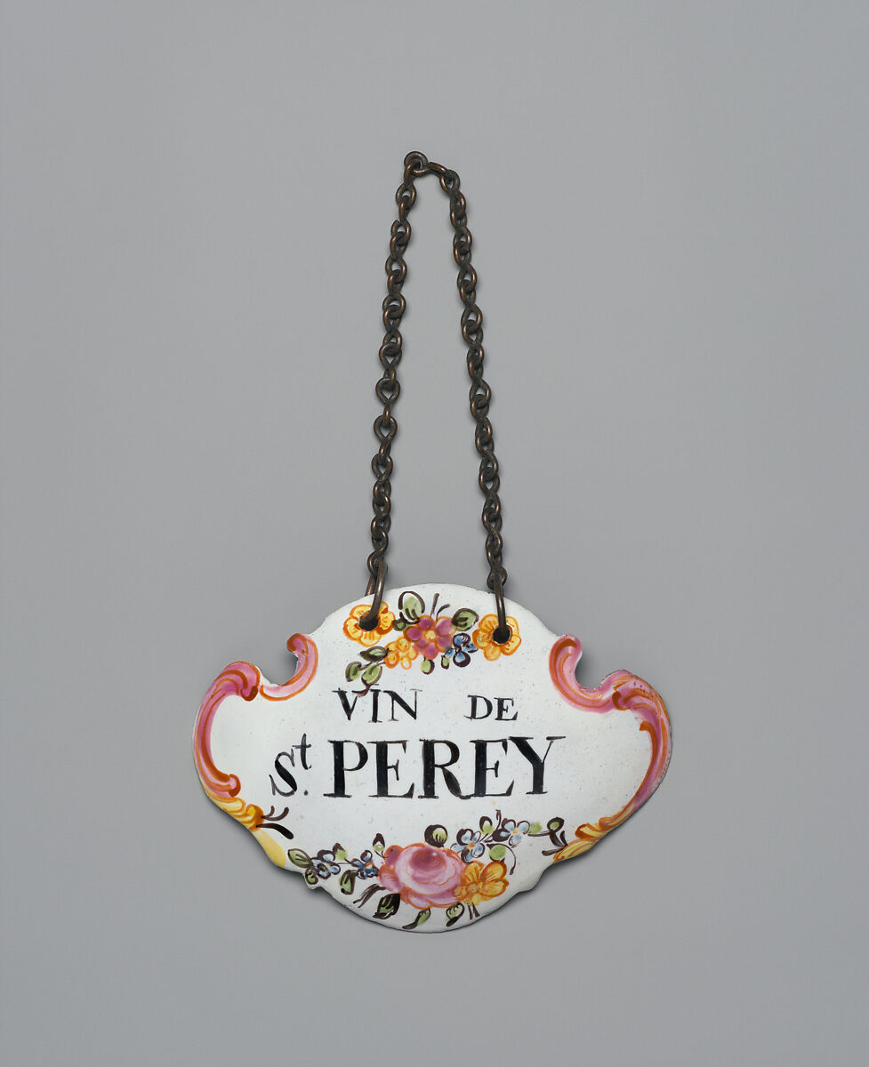 Three bottle tickets, Enamel on copper, British, possibly South Staffordshire, possibly Birmingham