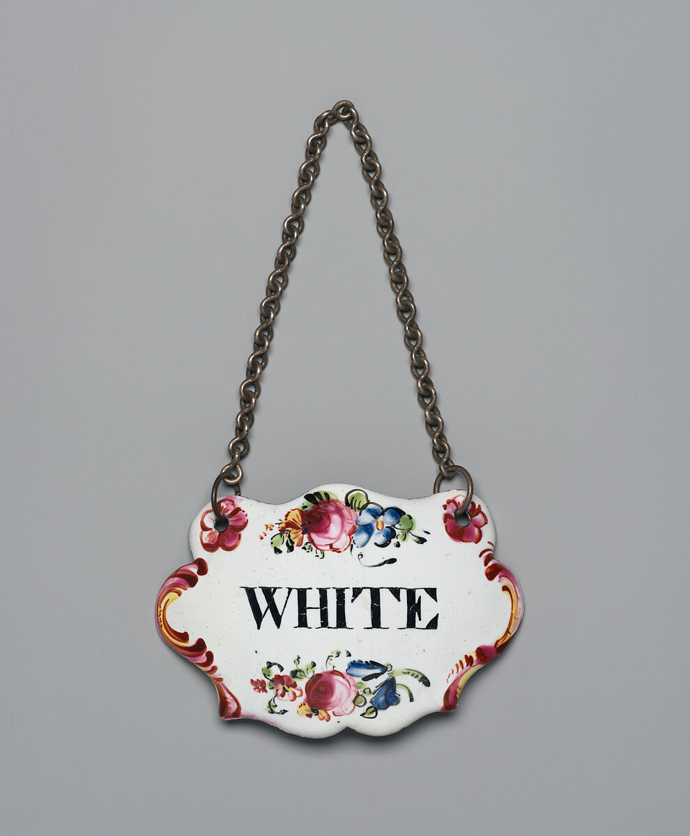 Three bottle tickets, Enamel on copper, British, possibly South Staffordshire, possibly Birmingham