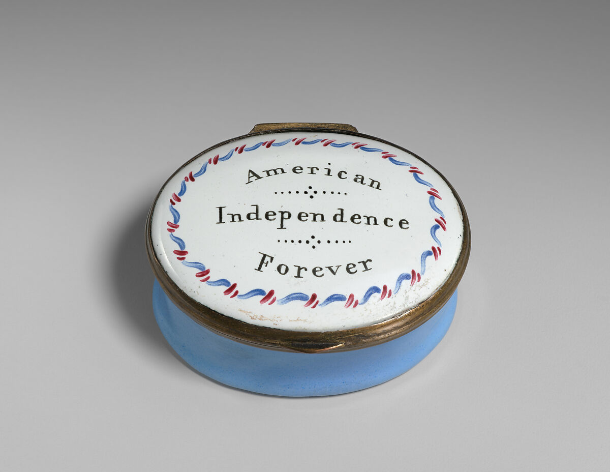 Enamel Patch Box "American Independence Forever", Enamel on copper, British, made for the American market  