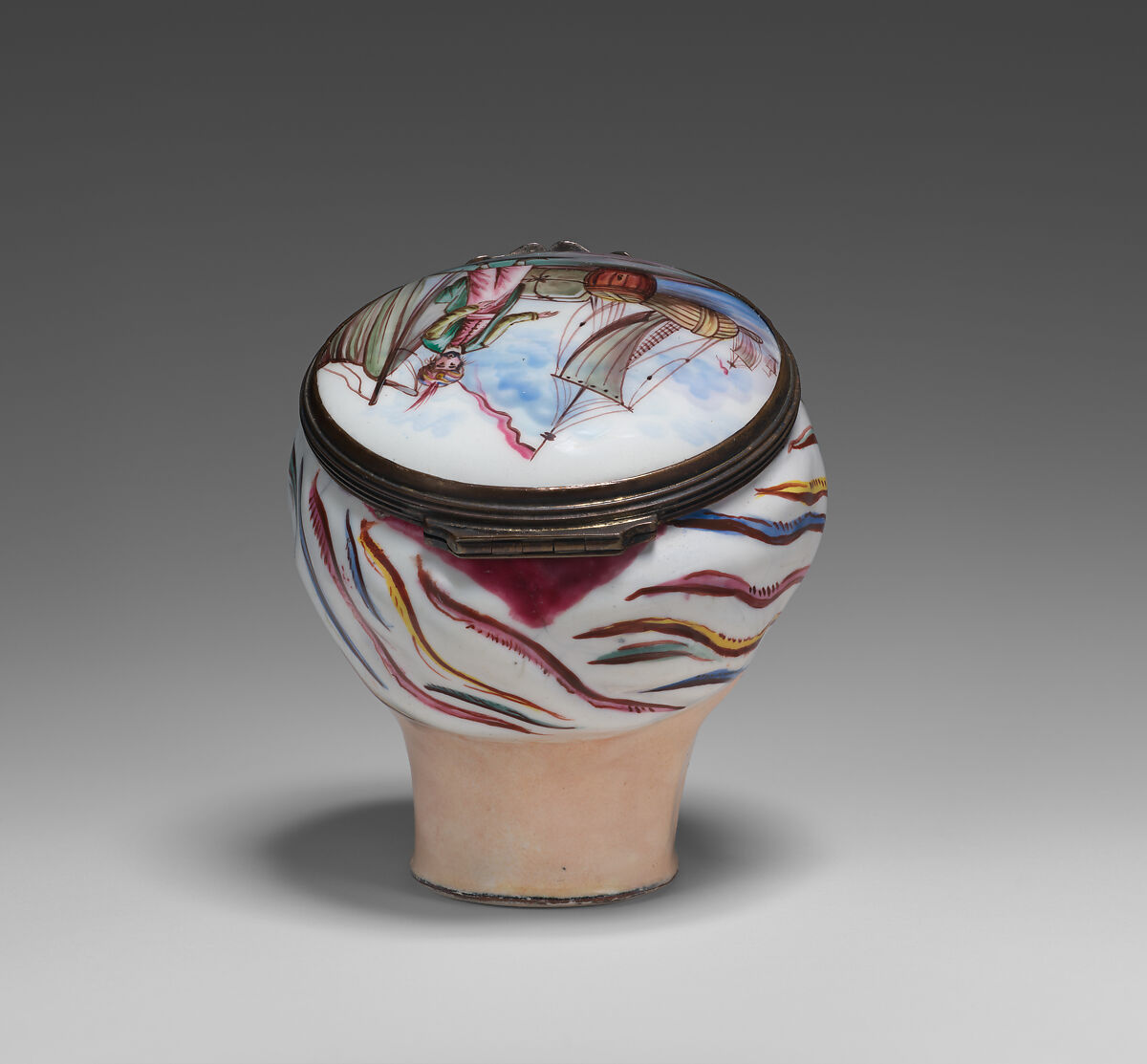 Head of a turbaned man bonbonnière, Enamel on copper, British, possibly South Staffordshire, possibly Bilston