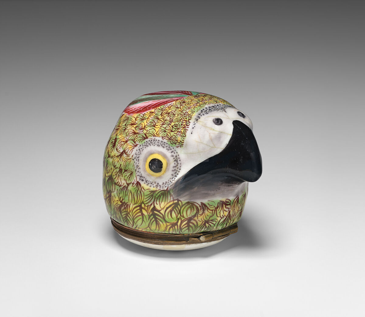 Parrot head bonbonnière, Enamel on copper, British  