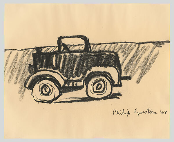 Car, Philip Guston (American (born Canada), Montreal 1913–1980 Woodstock, New York), Charcoal on paper 
