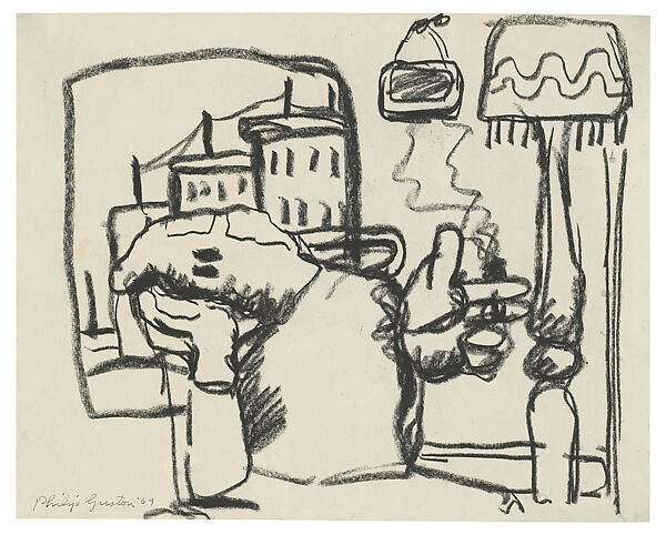 Untitled (Study for By the Window), Philip Guston (American (born Canada), Montreal 1913–1980 Woodstock, New York), Charcoal on paper 