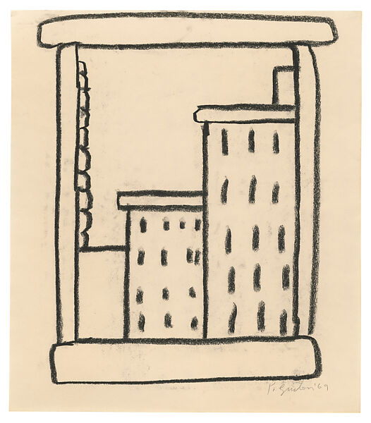 Untitled (Window), Philip Guston (American (born Canada), Montreal 1913–1980 Woodstock, New York), Charcoal on paper 
