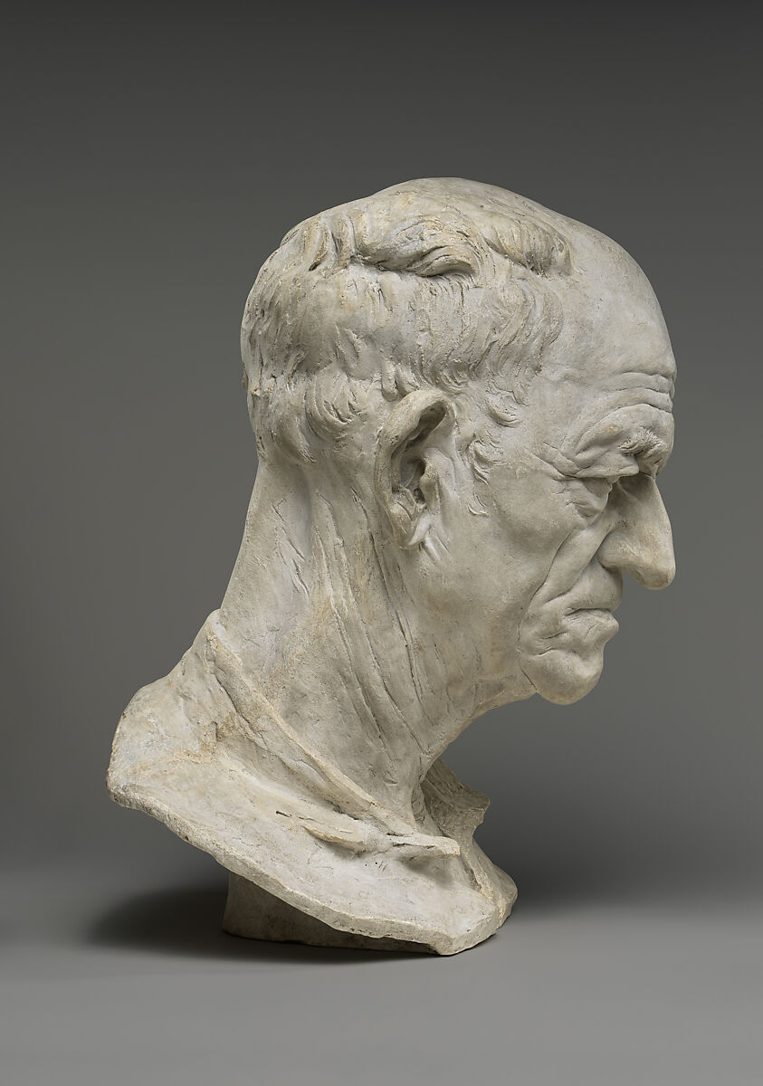 Head of a Peasant (Tête de paysan), Aimé-Jules Dalou (French, Paris 1838–1902 Paris), Plaster, French, Paris