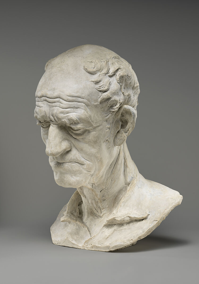 Head of a Peasant (Tête de paysan), Aimé-Jules Dalou (French, Paris 1838–1902 Paris), Plaster, French, Paris