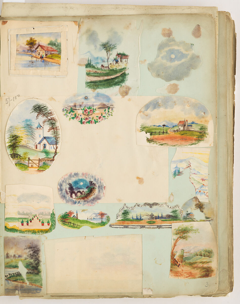 Valentine makers' scrapbook, Anonymous, British, 19th century, Cut paper with ink, watercolor, chromolithographs, and gilt scraps