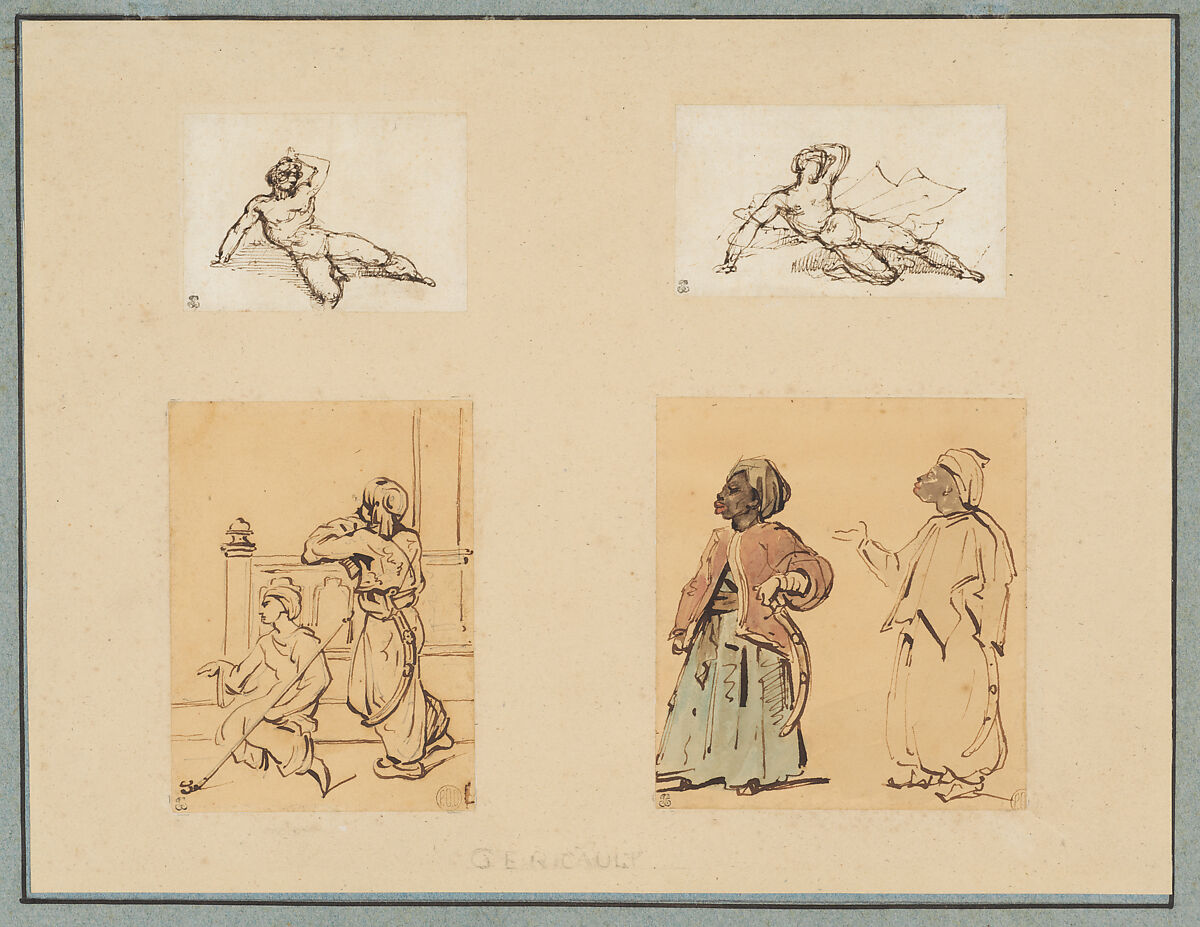 théodore gericault four drawings two reclining male nudes and two