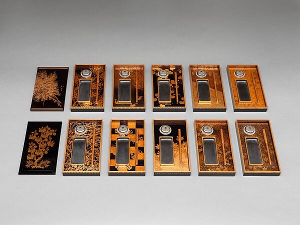 Set of ten writing boxes with seasonal designs, Uematsu Hōbi (Japanese, 1872–1933), Lacquered wood with gold, silver takamaki-e, hiramaki-e, togidashimaki-e, cut-out gold and silver application, Japan