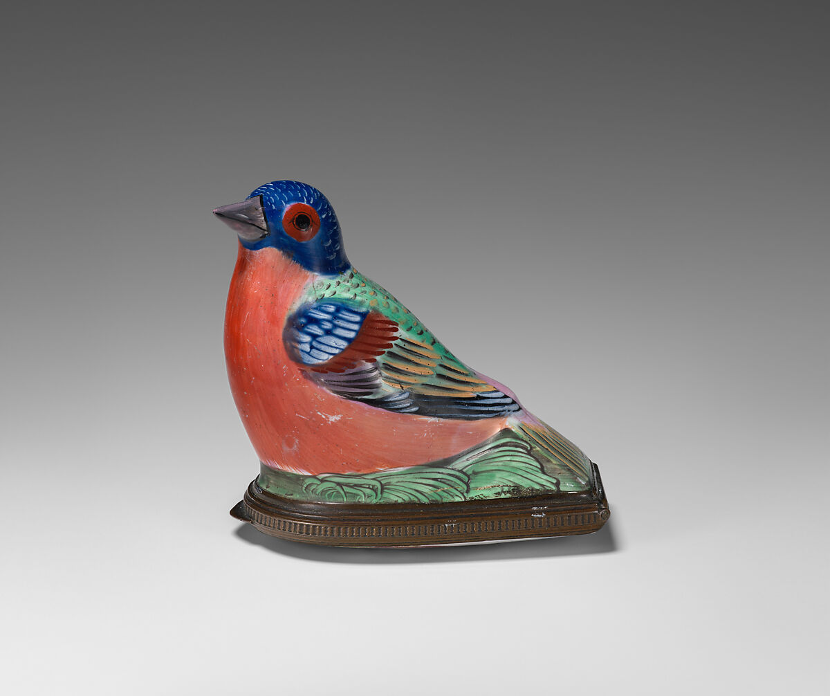 Bird bonbonnière, Enamel on copper, British, Bilston ? 