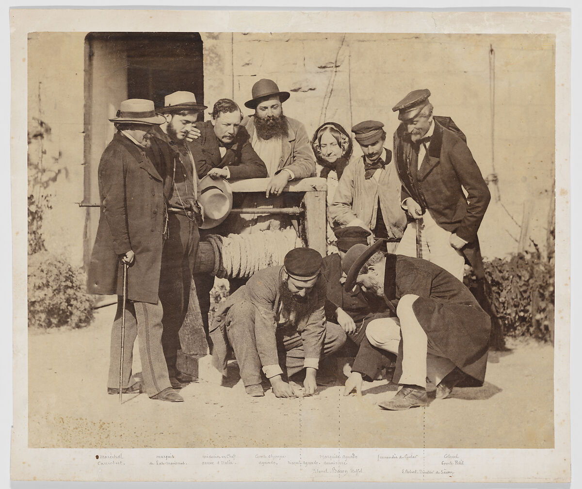 [Louis Robert, Onésipe Aguado, Olympe Aguado, Baron von Stoffel and others at the Aguado Country Estate, Grossouvre, France], Louis-Rémy Robert (French, 1810–1882), Salted paper print from paper negative 