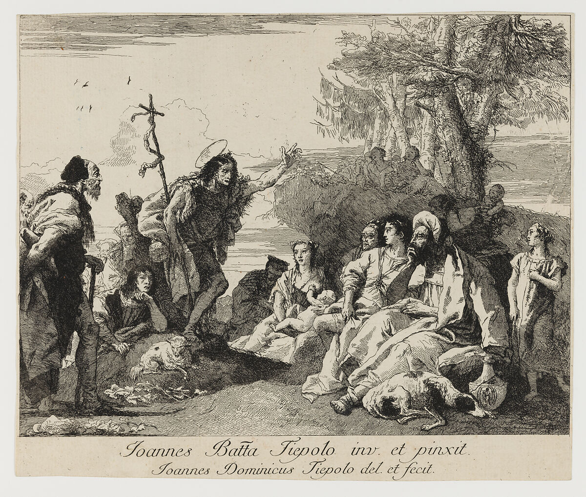 Saint John the Baptist preaching in the wilderness, Giovanni Domenico Tiepolo (Italian, Venice 1727–1804 Venice), Etching 