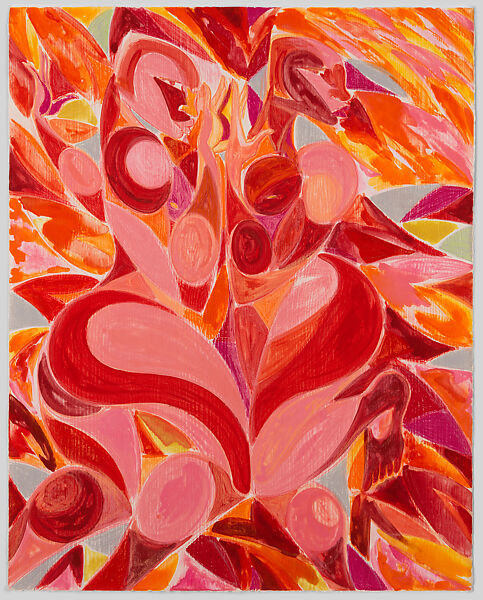 Shimmering Duet (Red Pink), Tunji Adeniyi-Jones (British, born London 1992), Monotype 