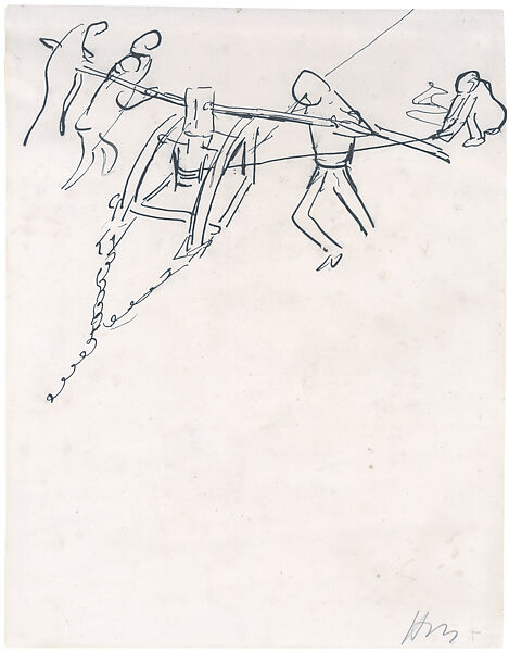 Men at the Capstan (Hommes au cabestan), Henri Matisse  French, Black ink on vellum paper notebook sheet