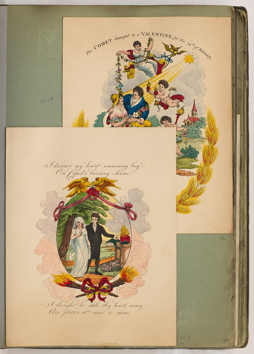 Valentine maker's album (Jonathan King), Anonymous, Thick interior pages (45), exterior cover dark green coated fabric