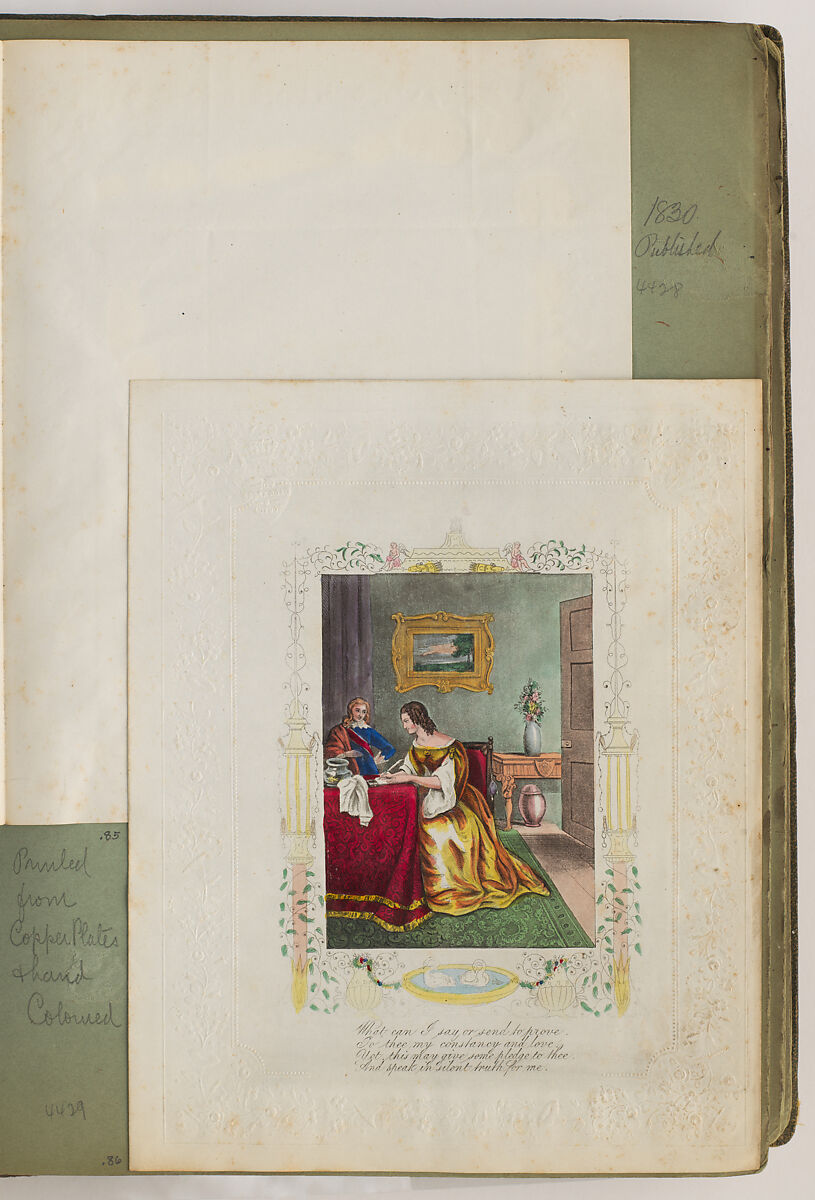 Valentine maker's album (Jonathan King), Anonymous, Thick interior pages (45), exterior cover dark green coated fabric
