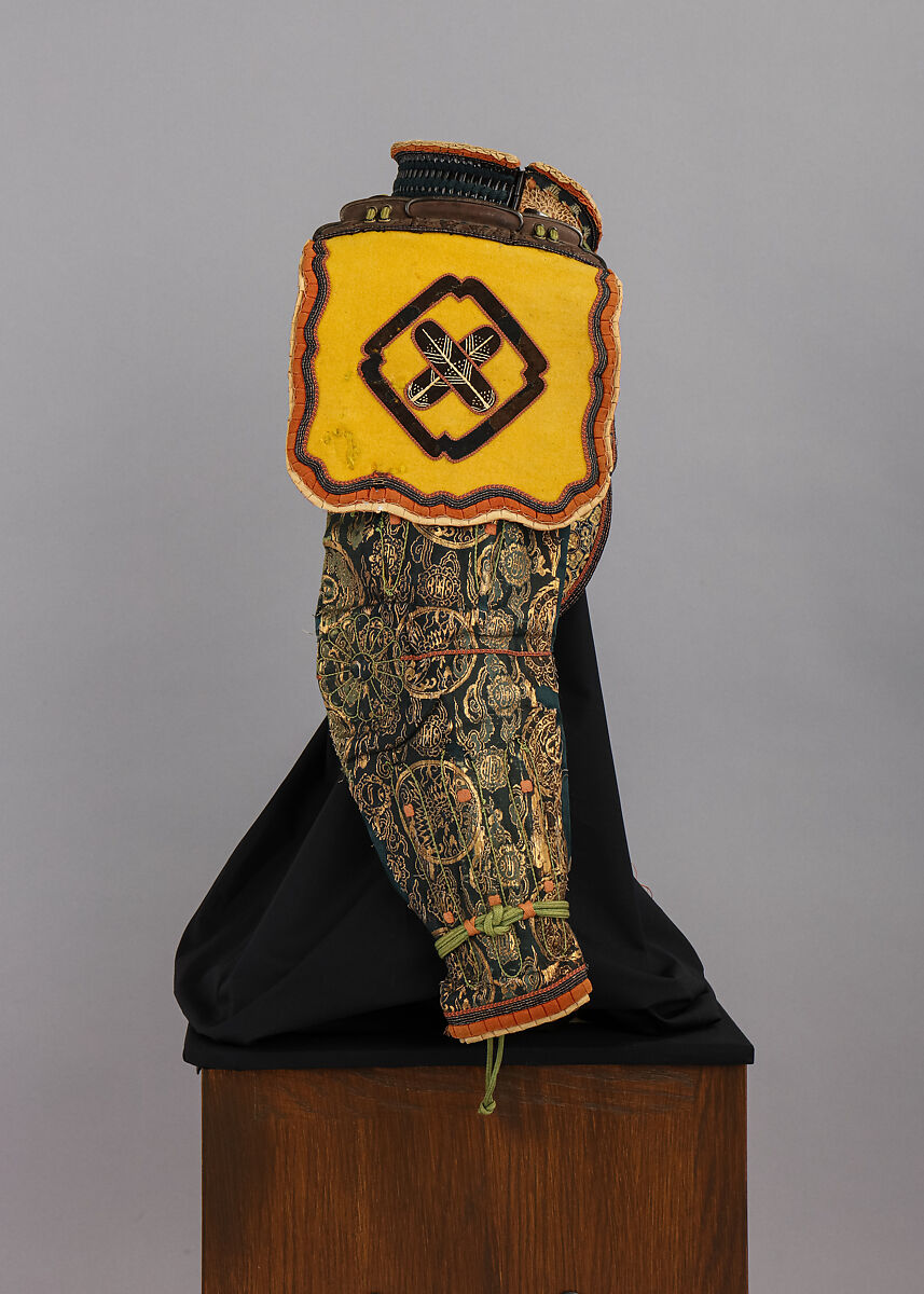 Armor (<i>Gusoku</i>) with Box, Helmet bowl by Neo Masanobu 根尾正信 (Japanese, active early 18th century), Iron, leather, lacquer, textile, silver, gold, brass, copper-gold alloy (shakudō), copper-silver alloy (shibuichi), feather, wood, glass, boar bristle, Japanese