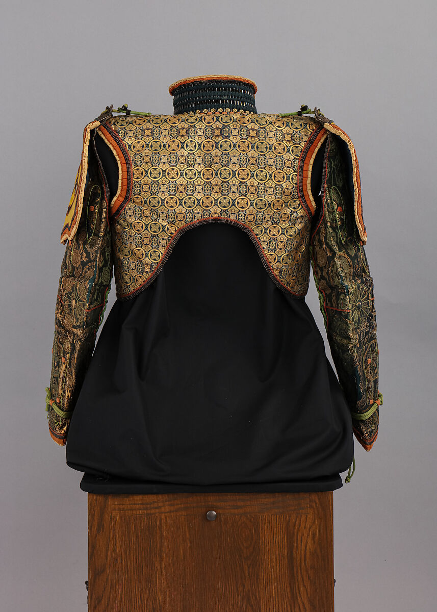 Armor (<i>Gusoku</i>) with Box, Helmet bowl by Neo Masanobu 根尾正信 (Japanese, active early 18th century), Iron, leather, lacquer, textile, silver, gold, brass, copper-gold alloy (shakudō), copper-silver alloy (shibuichi), feather, wood, glass, boar bristle, Japanese