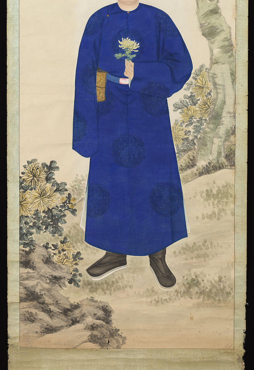 Portrait of Huang Jianyuan (1844–1911), Landscape by Ding Shangyong (Chinese, active late 19th century), Hanging scroll (framed); ink and color on paper	, China