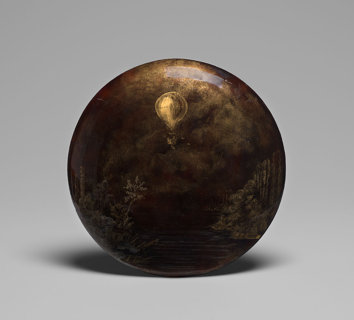 Bowl honoring Gaston Tissandier, Joséphine Arthurine Blot (French, 1842–1894), Enamel on copper, foil, French, Paris