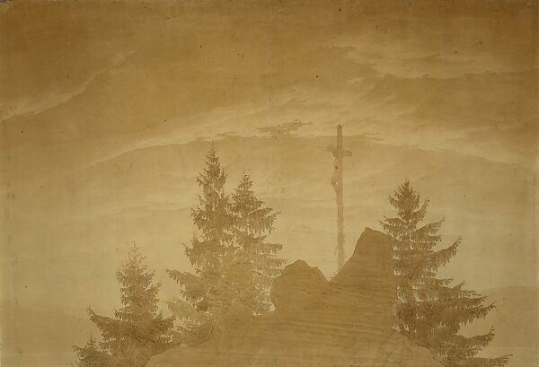 The Cross in the Mountains, Caspar David Friedrich  German, Brown ink and wash over pencil on wove paper
