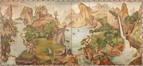 Paradise, Paik Nam-soon  Korean, Eight-panel folding screen; oil on canvas, Korea