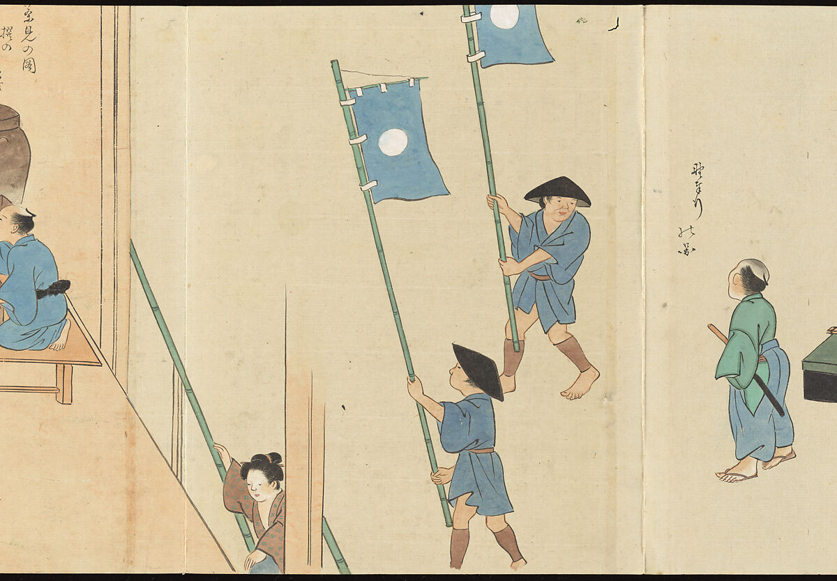Illustrations of Uji Tea Production, Painting by Saitō Motonari (Japanese, active ca. 1800), Handscroll of thirty-two sheets reformatted as a folding album (orihon), Japan