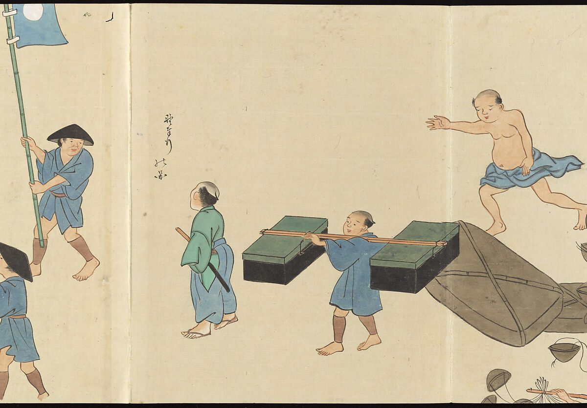 Illustrations of Uji Tea Production, Painting by Saitō Motonari (Japanese, active ca. 1800), Handscroll of thirty-two sheets reformatted as a folding album (orihon), Japan