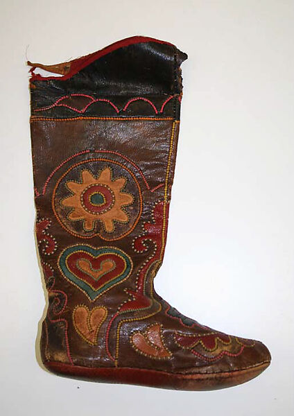 Ensemble, linen, cotton, leather, Russian