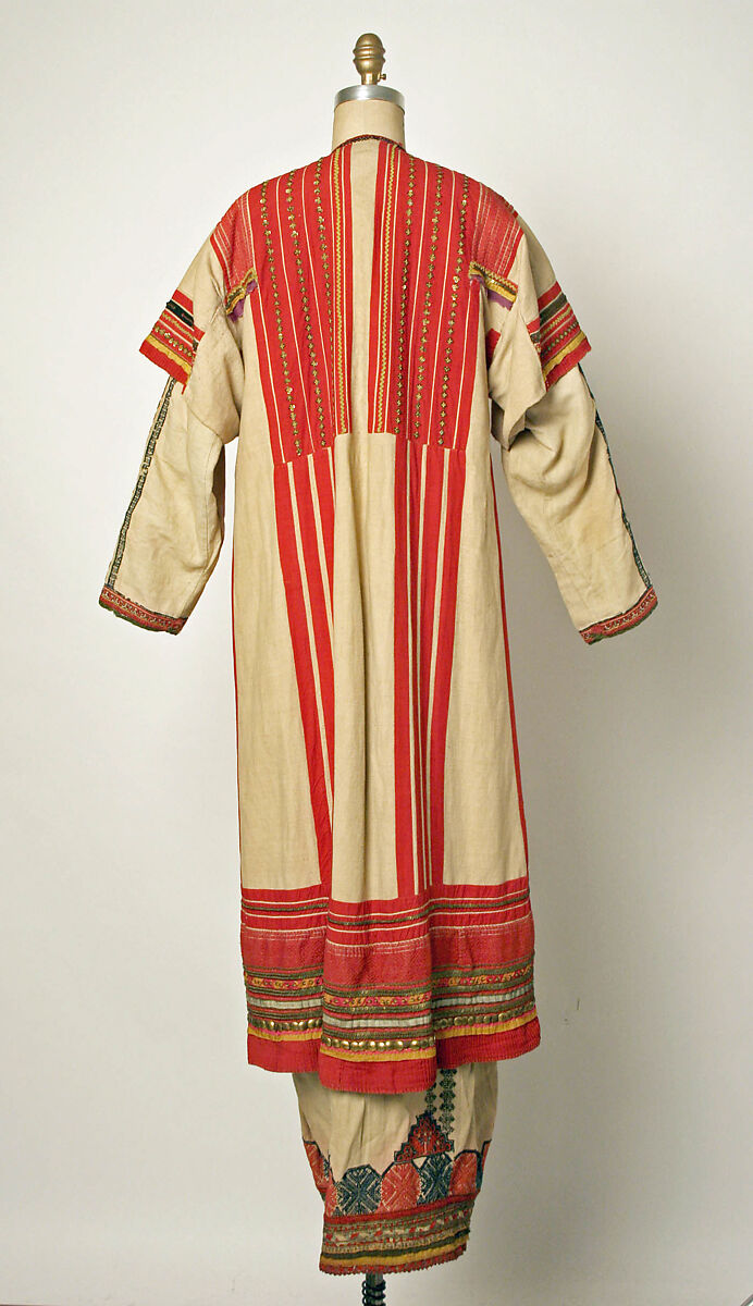 Ensemble, (a) linen(b, d) cotton(c, f, g, h, i) wool, Russian