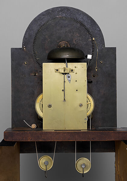 Movement - Peter Stretch (American, 1670–1746), Mahogany, pine; brass, steel, iron, bronze, silver, glass, American