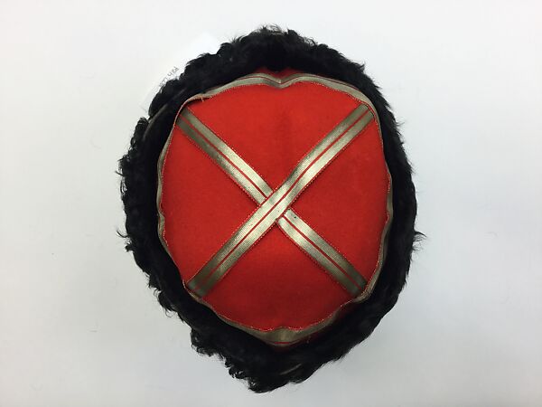 Military Uniform, Wool, cotton, metal wrapped thread, silver, leather, fur, and metal