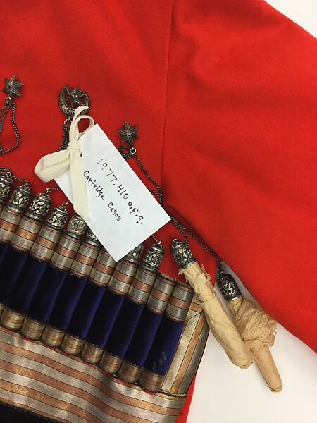 Military Uniform, Wool, cotton, metal wrapped thread, silver, leather, fur, and metal