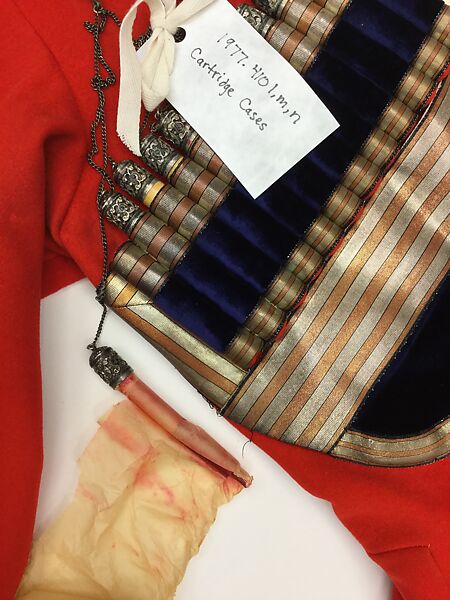 Military Uniform, Wool, cotton, metal wrapped thread, silver, leather, fur, and metal