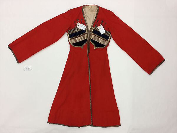 Military Uniform, Wool, cotton, metal wrapped thread, silver, leather, fur, and metal