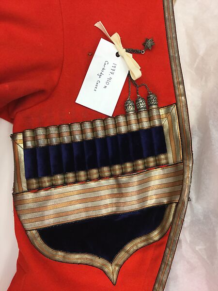 Military Uniform, Wool, cotton, metal wrapped thread, silver, leather, fur, and metal