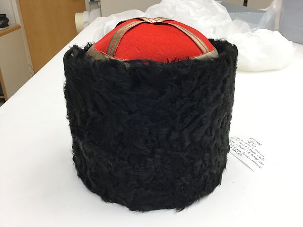 Military Uniform, Wool, cotton, metal wrapped thread, silver, leather, fur, and metal