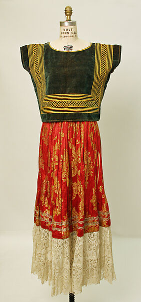 Ensemble, cotton, silk, metallic, Mexican 