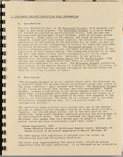 Holocaust project exhibition packet